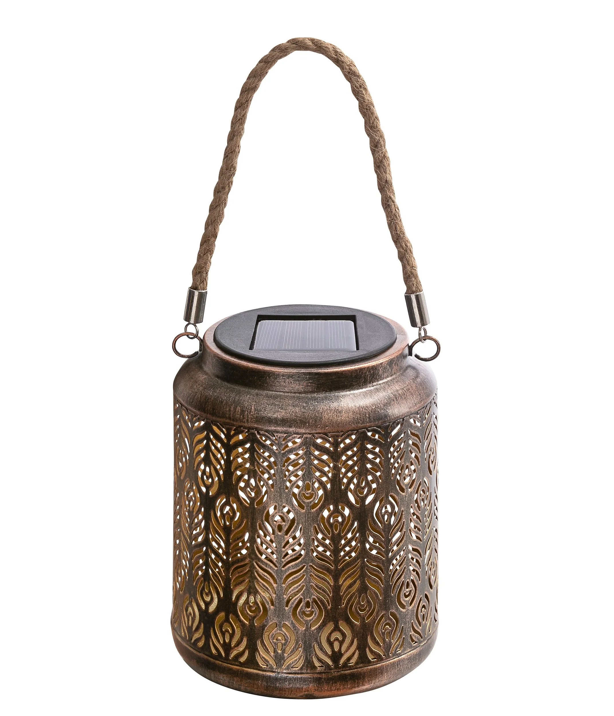 Dehner LED Solarleuchte Chiara – warmweiß, Metall/Kunststoff, braun