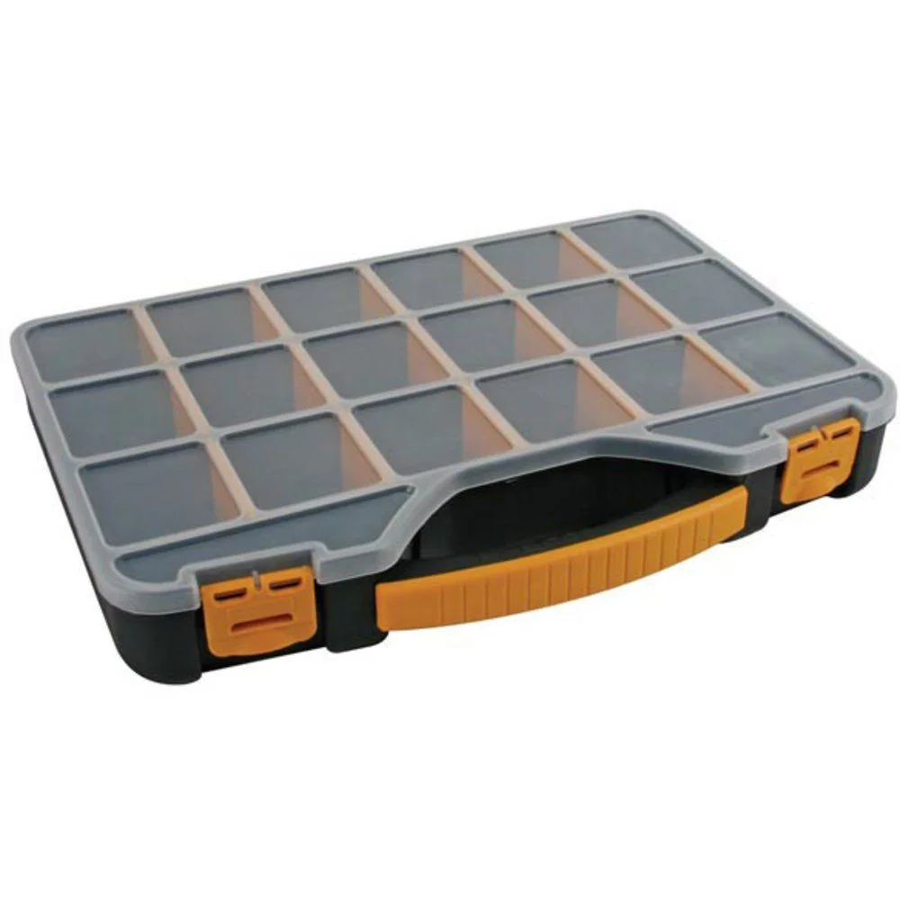 Velleman OMR13 Sortimentskasten – 18 + 2 Fächer, stapelbar, mit verstellbaren Trennwänden