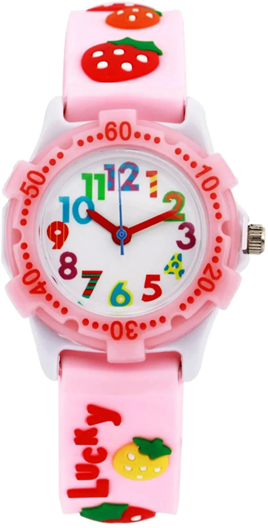 Kinderuhr Strawberry-Rosa – wasserdichte Quarzuhr für Jungen & Mädchen