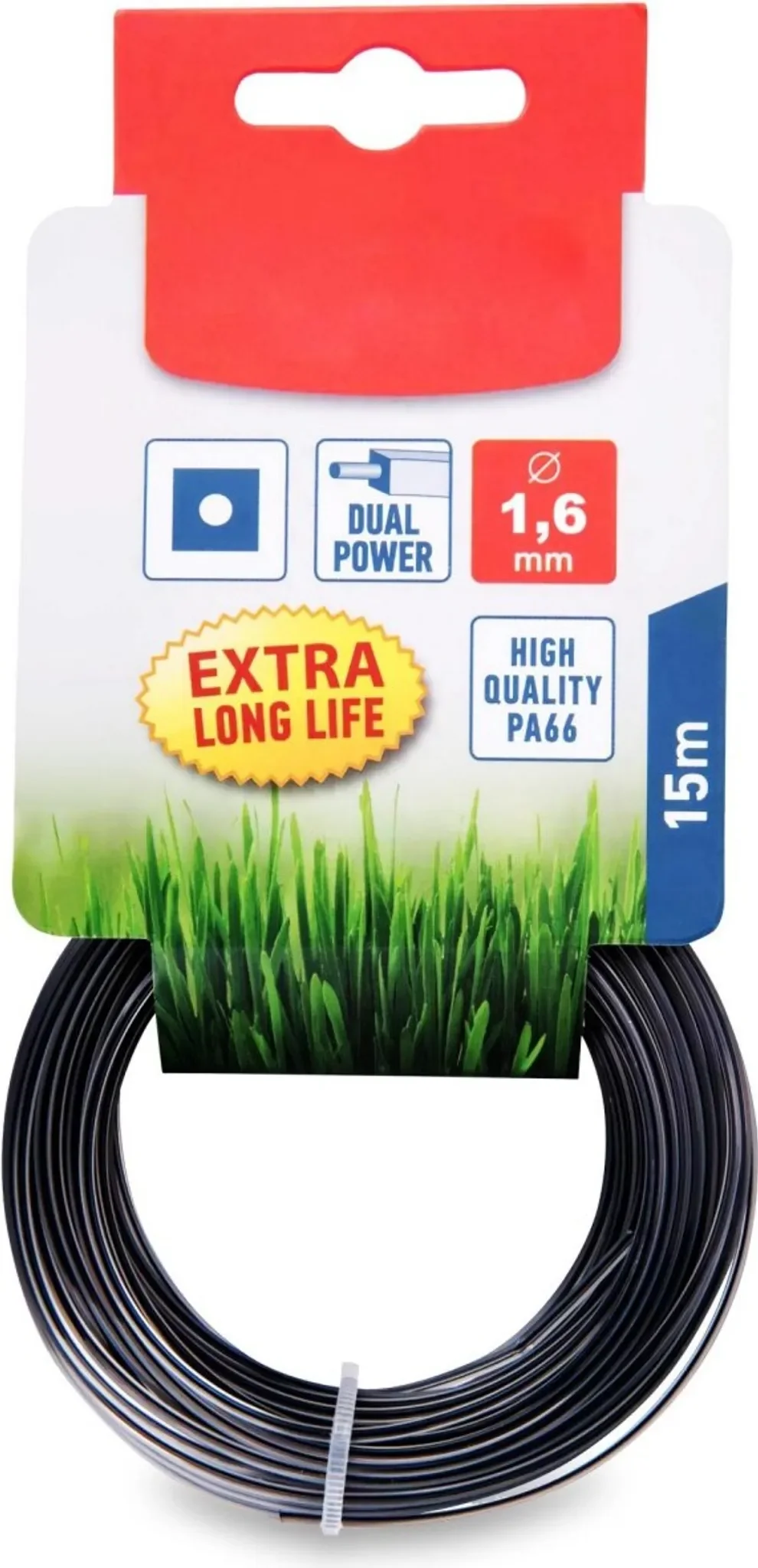 Mähfaden 15 m viereckig – 1,6 mm mit Kern für Motorsensen