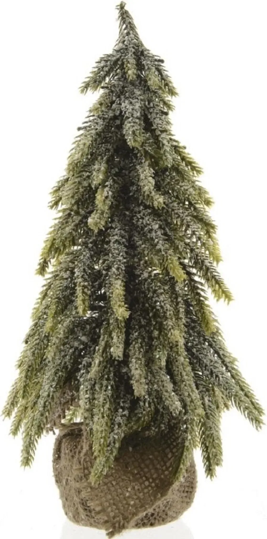 Künstlicher Weihnachtsbaum 27 cm mit Jute – Verschneite Mini-Tanne für festliche Tischdeko