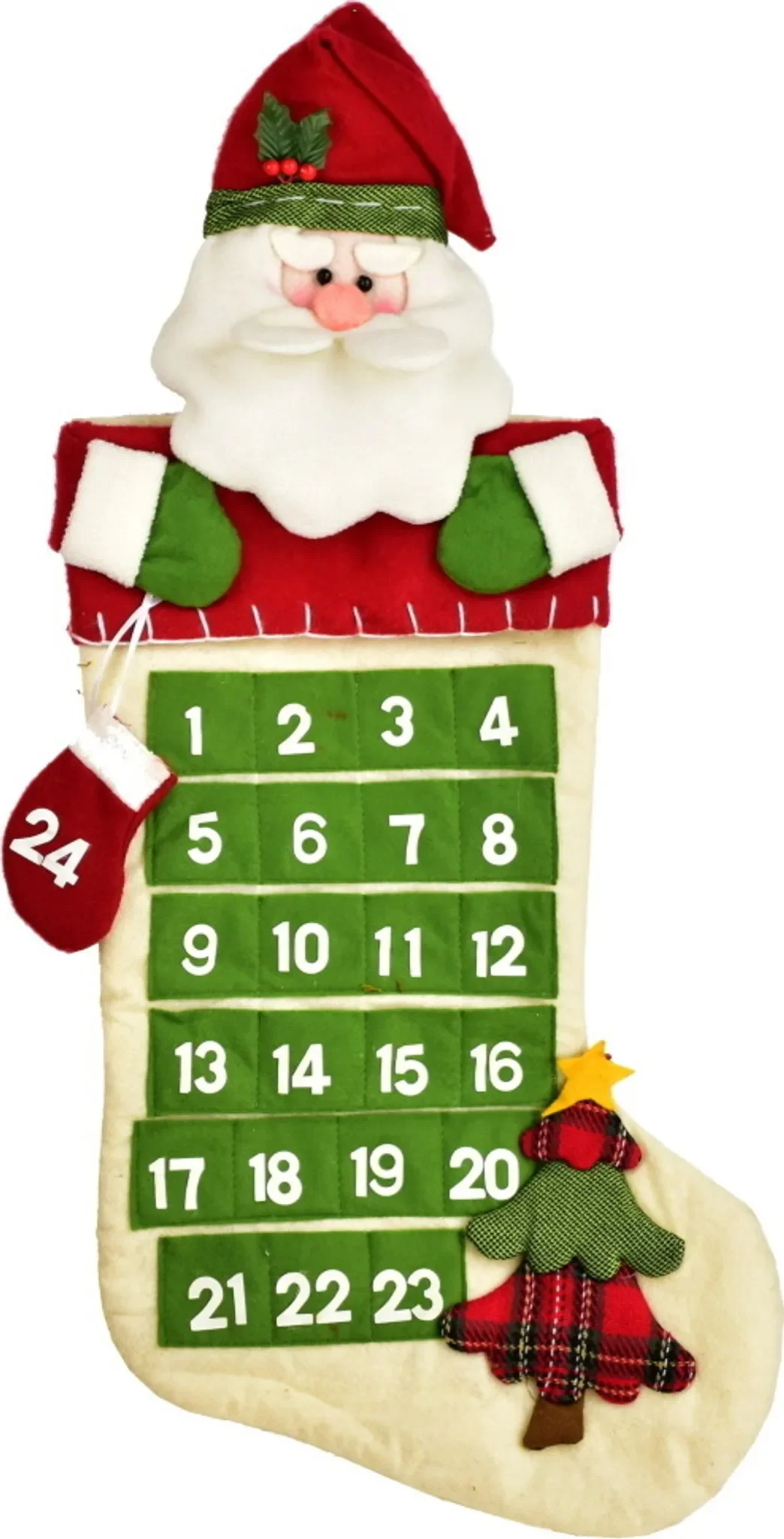 Weihnachtsstrumpf „Santa“ – 70 cm, mit Adventskalender-Applikation