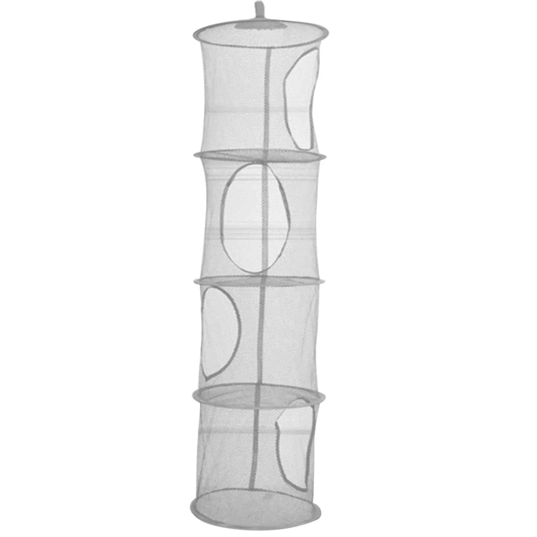 Hängender 4-Schichten Mesh-Organizer – Grau, faltbares Spielzeug- und Wäsche-Regal