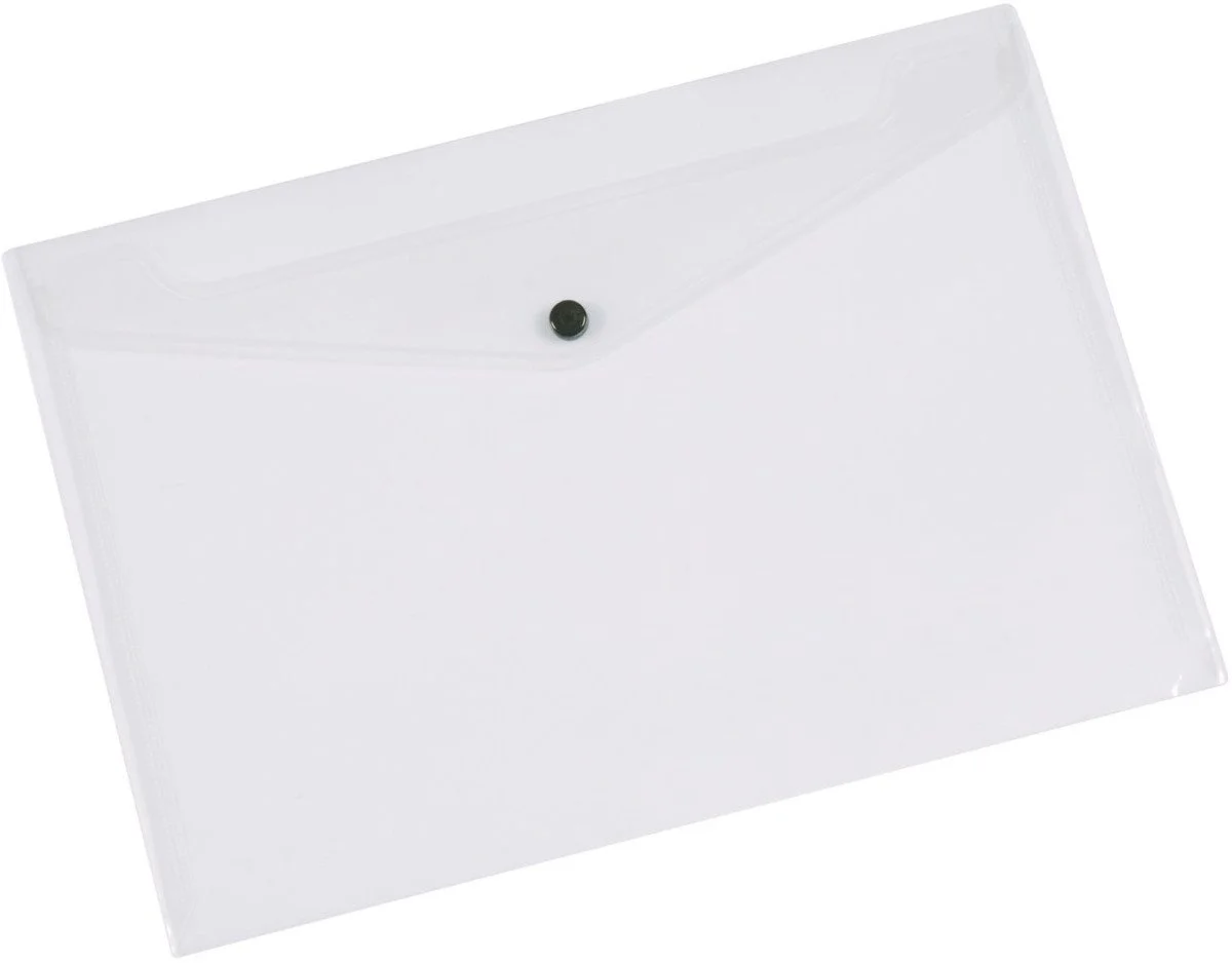 Fächermappe A4 aus PP – Dokumententasche transparent mit Druckknopfverschluss